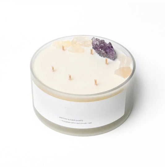 XL Soy Candle 1.7kg (Amethyst & Clear Quartz)